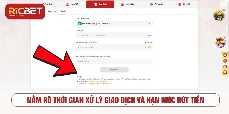 Nắm rõ thời gian xử lý giao dịch và hạn mức rút tiền