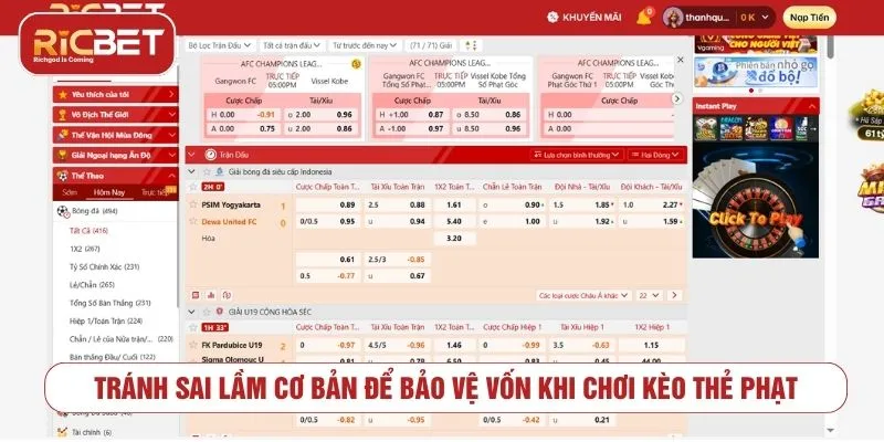 Tránh sai lầm cơ bản để bảo vệ vốn khi chơi kèo thẻ phạt